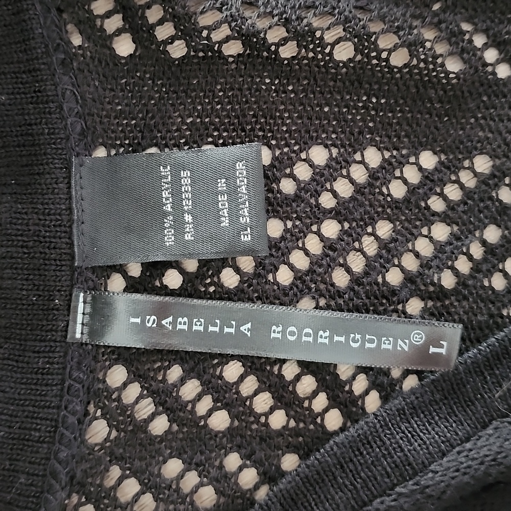 Isabella Rodriguez Black‎ Crochet Open Cardigan Women's Large - Picture 3 of 5